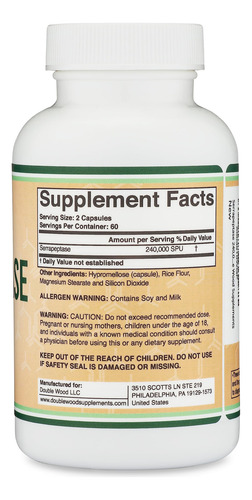 Suplemento Suplementos De Madeira Dupla Serrapeptase 240.000 - Imagem 2