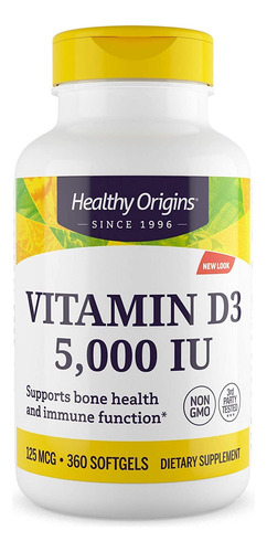 Suplemento Healthy Origins Vitamina D3 5.000 Ui 360 Cápsulas