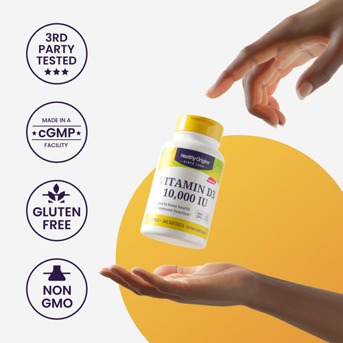 Suplemento Healthy Origins Vitamina D3 10.000 Ui 120 Cápsula - Imagem 8