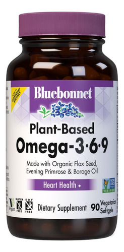 Suplemento Bluebonnet À Base De Plantas Omega 3-6-9 1000mg 9