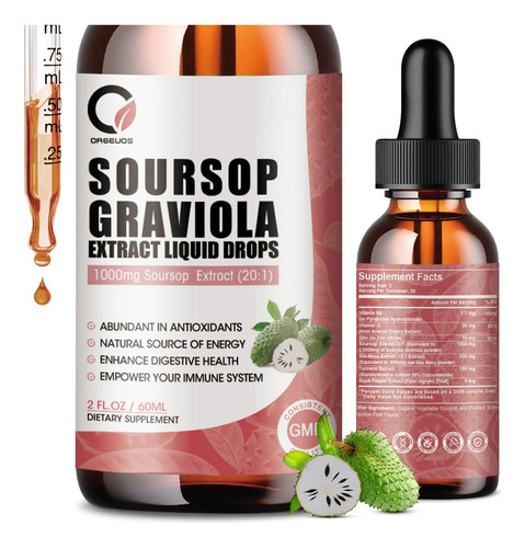 Suplemento Orgeuos Soursop Graviola Liquid 60ml Com Musgo Ma