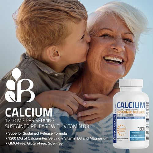 Suplemento Bronson Calcium 1200 Mg Com Vitamina D3 1000iu 90 - Imagem 3
