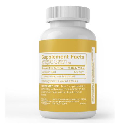 Suplemento De Ingredientes Originais Puros, Raiz De Dente-de - Imagem 3