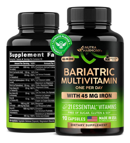 Multivitamínico Bariátrico - Suplementos De Ferro De 45 Mg -