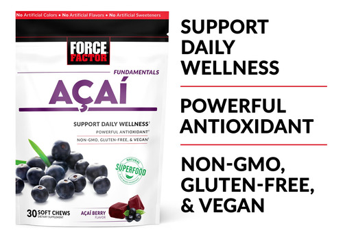 Suplemento Force Factor Açaí Soft Chews Immune Support 30u - Imagem 2