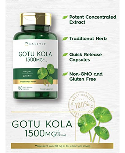 Suplemento Carlyle Gotu Kola (cápsulas De 1500 Mg, 180 Unida - Imagem 3