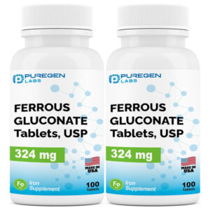 Suplemento De Ferro Puregen Labs Gluconato Ferroso 324mg 200