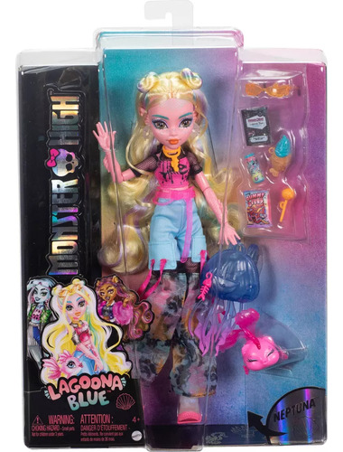 Boneca De Moda Azul Monster High Lagoona Com Peixe De Estima - Imagem 6