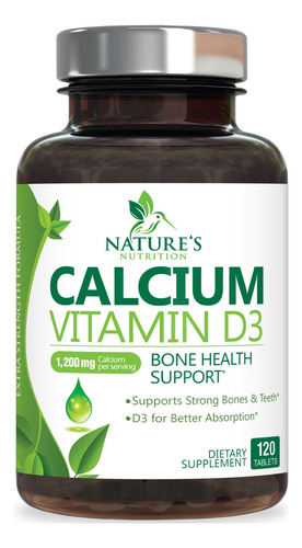 Suplemento De Cálcio Nature"s Nutrition 1200 Mg + Vitamina D