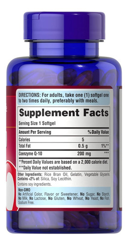 Puritans Pride Coq10 200 Mg 120 Cápsulas - Imagem 6