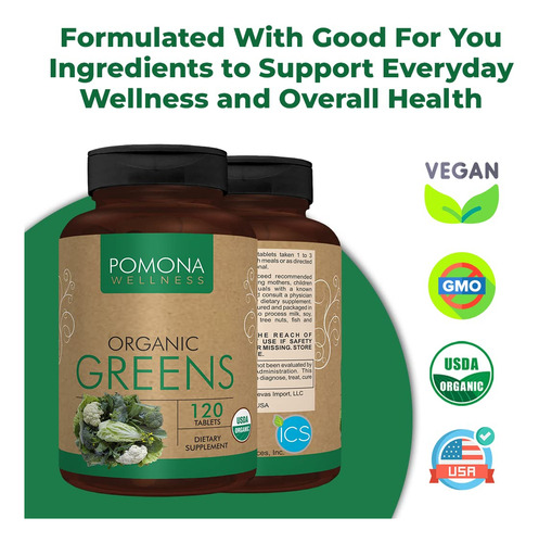 Suplemento Pomona Wellness Super Greens 120 Comprimidos - Imagem 3