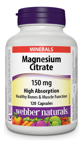 Suplemento Webber Naturals Citrato De Magnésio 150 Mg 120 Cá