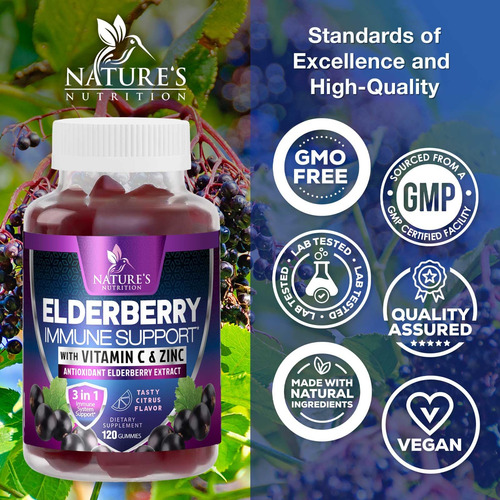 Gomas De Suporte Imunológico Nature"s Nutrition Sambucus 120 - Imagem 4