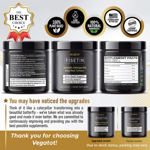 Suplemento Vegatot Fisetin High Purity 98% Com Quercetina 60 - Imagem 6