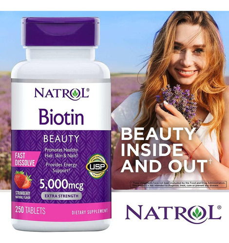 Biotina 5000mcg Natrol 250 Comprimidos De Dissolução Rápida - Imagem 2