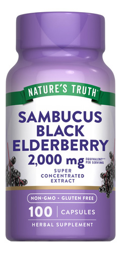 Suplemento Cápsulas De Sabugueiro Preto Nature"s Truth 100 C