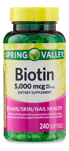 Biotina 5000mcg Spring Valley 240 Cápsulas Gelatinosas
