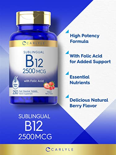 Suplemento De Vitamina B12 Carlyle 2500mcg Com Ácido Fólico - Imagem 3