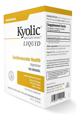 Suplemento Líquido De Extrato De Alho Envelhecido Kyolic 60m - Imagem 4