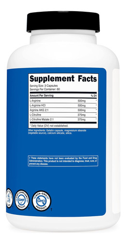 Suplemento Nutricost Óxido Nítrico 300g 180 Cápsulas - Imagem 10