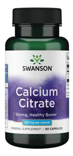 Citrato De Cálcio 200 Mg 60 Cápsulas Da Swanson Vitamins