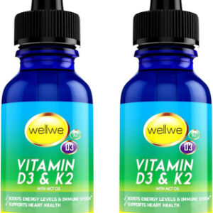 Wellwe 2 Garrafas Líquidas De Vitamina D3 K2 Gotas 5000 Ui C