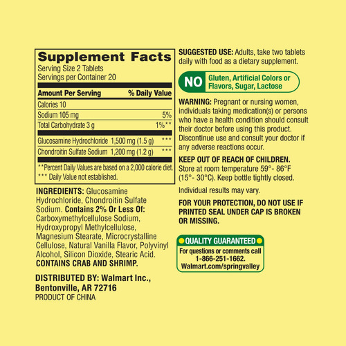 Glucosamine Chondroitin Triple Strenght Spring Valley 40 Tab - Imagem 6