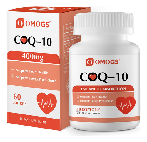 Suplementos Omogs Coq10 400mg Softgels Para Saúde Cardíaca D