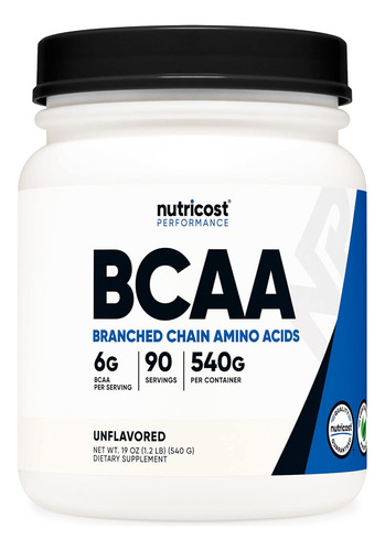 Suplemento Em Pó, Nutricost, Bcaa, Sem Sabor, 540 G