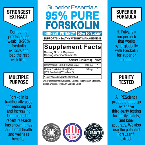 Suplemento Pescience Forskolin 95% De Extrato Puro 60 Cápsul - Imagem 3