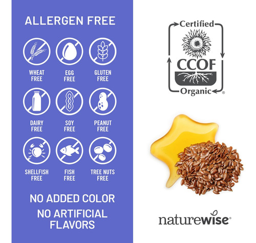 Óleo De Linhaça Naturewise 1200 Mg, Suplemento De Ômega 3 Se - Imagem 5