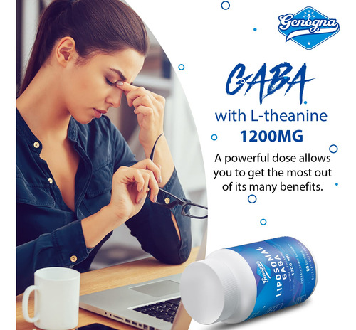 Suplemento Genogna Gaba Com L-teanina 1200 Mg 60 Cápsulas - Imagem 3
