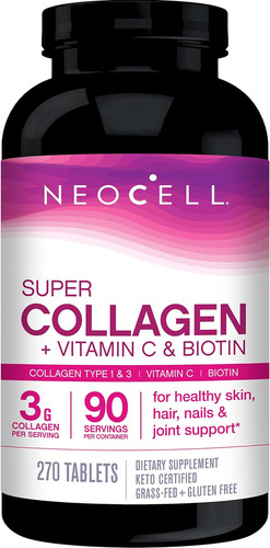 Peptídeos De Super Colágeno Neocell + Vitamina C E Biotina,