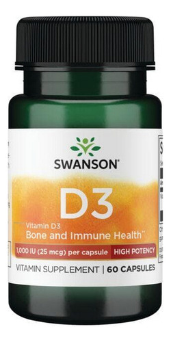 Vitamina D3 De Alta Potência 25 Mcg 60 Cápsulas Da Swanson V