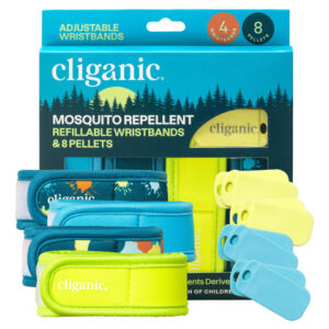 Pacote Repelente De Mosquitos Cliganic, 4 Pulseiras E 8 Reca