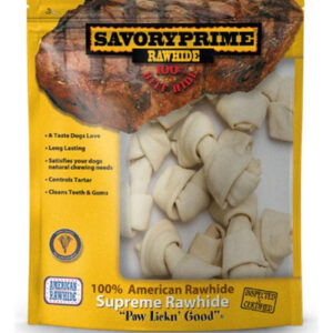 Ossos De Couro Cru Supreme Knotted Ensacados, Naturais, 10 U