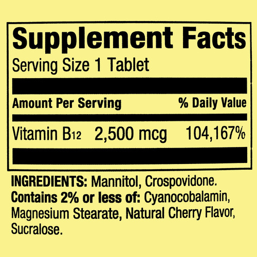 Vitamina B12 2500mcg Spring Valley 120 Comprimidos De Dissol - Imagem 2