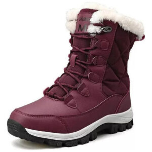 Botas De Neve Com Forro De Barco Peludo À Prova D'água E