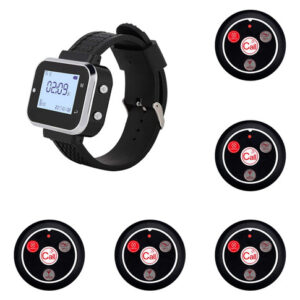 5 Botões De Chamada E 1 Relógio De Pulso Pager Restaurant Wi