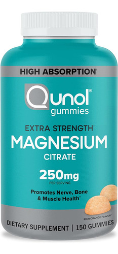 Magnésio De Citrato 250 Mg Extra Forte Qunol 150 Gomas