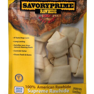 Ossos De Couro Cru Supreme Knotted Ensacados, Naturais, 6 Un