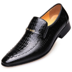 Sapatos Masculinos Couro Com Padrão De Imitação De Crocodilo