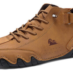 Botas De Cano Alto Italianas Feitas À Mão Com Velcro,