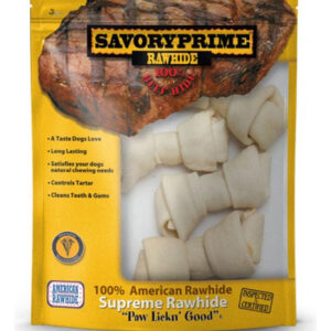 Ossos De Couro Cru Supreme Knotted Ensacados, Naturais, 4 Un