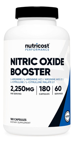 Suplemento Nutricost Óxido Nítrico 300g 180 Cápsulas