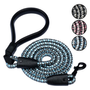 Coleira Reflexiva Com Alça De Silicone Flex Walk Azul De 6 P