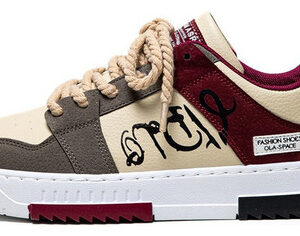 Tênis Masculino De Couro Com Bloco Colorido