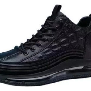 Tênis Masculinos De Couro Com Padrão De Crocodilo