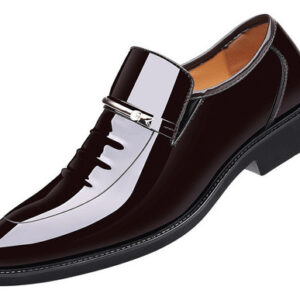 Sapatos Masculinos De Couro Envernizado De Cano Baixo