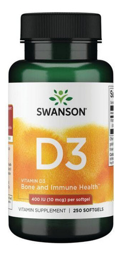 Vitamina D3 10 Mcg 250 Cápsulas Gelatinosas Da Swanson Vitam